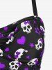 Plus Size Skull Bowknot Heart Stars Print Boyleg Tankini Swimsuit -  