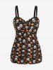 Plus Size Skull Bowknot Heart Stars Print Boyleg Tankini Swimsuit -  