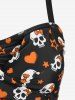 Plus Size Skull Bowknot Heart Stars Print Boyleg Tankini Swimsuit -  