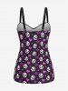 Plus Size Skull Bowknot Heart Stars Print Boyleg Tankini Swimsuit -  