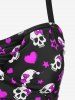 Plus Size Skull Bowknot Heart Stars Print Boyleg Tankini Swimsuit -  