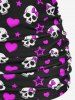 Plus Size Skull Bowknot Heart Stars Print Boyleg Tankini Swimsuit -  