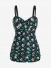 Plus Size Skull Bowknot Heart Stars Print Boyleg Tankini Swimsuit -  