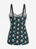 Plus Size Skull Bowknot Heart Stars Print Boyleg Tankini Swimsuit -  