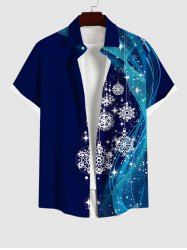 Chemise Imprimé Flocon de Neige et Lumière 3D à Glands Grande Taille pour Homme - Bleu de Minuit L