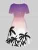 Tenue de Plage Grande Taille Mignon Contrastant Oiseau Imprimé Cocotier pour Couples - Multi-A 