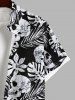 Plus Size Skulls Tropical Leaf Print Buttons Pocket Hawaii Shirt For Men -  