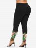 Plus Size Santa Claus Phone Letters Leopard Plaid Print Christmas Skinny Leggings -  