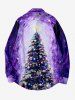 Chemise Manches Longues à Imprimé Sapins de Noël et Etoiles Colorés Grande-Taille pour Hommes - Pourpre  3XL