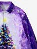 Chemise Manches Longues à Imprimé Sapins de Noël et Etoiles Colorés Grande-Taille pour Hommes - Pourpre  3XL