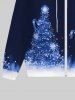 Sweat à Capuche Imprimé Glaxie Arbre de Noël avec Poches Grande Taille à Manches Longues - Bleu de Minuit 5XL