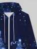 Sweat à Capuche Imprimé Glaxie Arbre de Noël avec Poches Grande Taille à Manches Longues - Bleu de Minuit 5XL