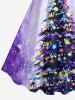Plus Size Christmas Tree Coloured Lantern Galaxy Stars Print A Line Tank Dress -  