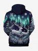 Plus Size Christmas Tree Elk Snowflake Glitter Light Beam 3D Print Pocket Drawstring Hoodie For Men -  