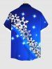 Chemise de Noël 3D Flocon de Neige Imprimé de Grande Taille avec Poche à Paillettes - Bleu Ciel XL