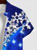 Chemise de Noël 3D Flocon de Neige Imprimé de Grande Taille avec Poche à Paillettes - Bleu Ciel XL
