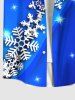 Chemise de Noël 3D Flocon de Neige Imprimé de Grande Taille avec Poche à Paillettes - Bleu Ciel XL
