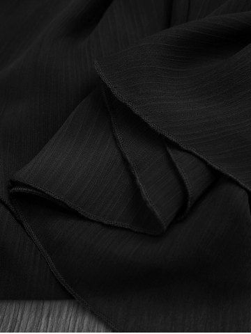 Plus Size Sheer Chiffon Ruffles Asymmetrical Surplice Blouse