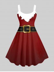 Plus Size Christmas Santa Claus Print Tank Dress -  