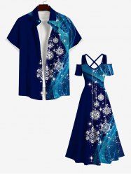 Christmas Snowflake Tassel Star Light Beam 3D Print Plus Size Matching Outfit For Couples -  