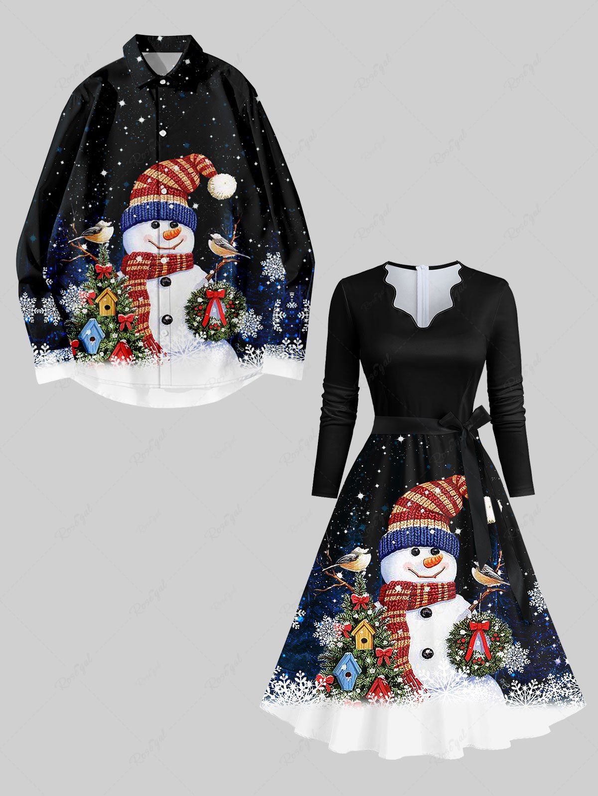 Outfits Christmas Tree Snowflake Snowman Galaxy Print Plus Size Matching Set For Couples  