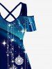 Christmas Snowflake Tassel Star Light Beam 3D Print Plus Size Matching Outfit For Couples -  