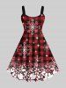 Christmas Plaid Snowflake Colorblock Print Plus Size Matching Outfit For Couples -  