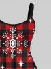 Christmas Plaid Snowflake Colorblock Print Plus Size Matching Outfit For Couples -  