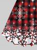 Christmas Plaid Snowflake Colorblock Print Plus Size Matching Outfit For Couples -  