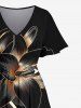 Tenue Grande Taille pour la Plage Jointif Petites Fleurs D'Hibiscus - Noir 