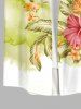 Plus Size Coconut Tree Tropical Leaf Hibiscus Flowers Print Buttons Pocket Hawaii Shirt For Men -  