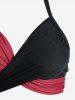 Plus Size Rose Flower Skulls Print Halter Crisscross Tie Back Bowknot Skirt Gothic 3 Piece Swimsuit -  