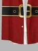 Chemise Imprimé Père Noël à Boutons avec Poche Grande Taille pour Homme - Rouge 2XL