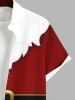 Plus Size Christmas Santa Claus Print Buttons Pocket Shirt For Men -  