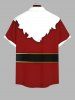 Plus Size Christmas Santa Claus Print Buttons Pocket Shirt For Men -  