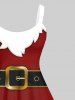 Tenue Trapèze Imprimé Père Noël Grande Taille pour Couples - Rouge 