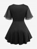 Plus Size Sheer Chiffon Ruffles Asymmetrical Surplice Blouse -  