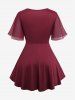 Plus Size Sheer Chiffon Ruffles Asymmetrical Surplice Blouse -  