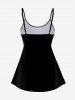 Plus Size Skull Glitter Print Boyshorts Tankini Swimsuit (Adjustable Shoulder Strap) -  