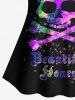 Plus Size Skull Glitter Print Boyshorts Tankini Swimsuit (Adjustable Shoulder Strap) -  