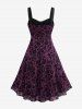 Plus Size Vintage Flower Layered Ruched Mesh A Line Dress -  