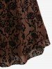 Plus Size Vintage Flower Layered Ruched Mesh A Line Dress -  
