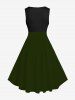 Plus Size Snowman Lovers Print Christmas Vintage Swing A Line Dress -  