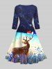 Floral Elk Bubble Ombre Galaxy Print Christmas 50's Vintage A Line Dress -  