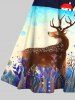 Floral Elk Bubble Ombre Galaxy Print Christmas 50's Vintage A Line Dress -  