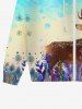 Plus Size Floral Elk Bubble Ombre Galaxy Print Christmas Zipper Pocket Drawstring Hoodie For Men -  