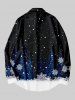 Plus Size Christmas Tree Snowflake Snowman Galaxy Print Button Long Sleeves Shirt For Men -  