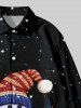 Plus Size Christmas Tree Snowflake Snowman Galaxy Print Button Long Sleeves Shirt For Men -  
