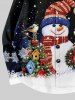 Plus Size Christmas Tree Snowflake Snowman Galaxy Print Button Long Sleeves Shirt For Men -  