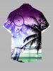 Plus Size Coconut Tree Dreamcatcher Feather Sea Print Hawaii Ombre Button Pocket Shirt For Men -  